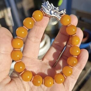 140 Real amber Bracelet with sterling silver Dragon Clasp